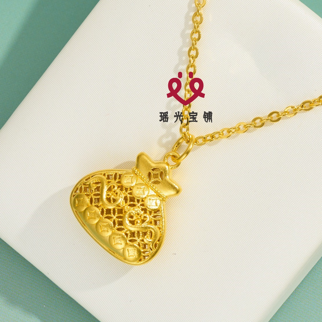 坠链均足银 招财福袋套链 新国风古法花丝转运纳福项链 时尚复古