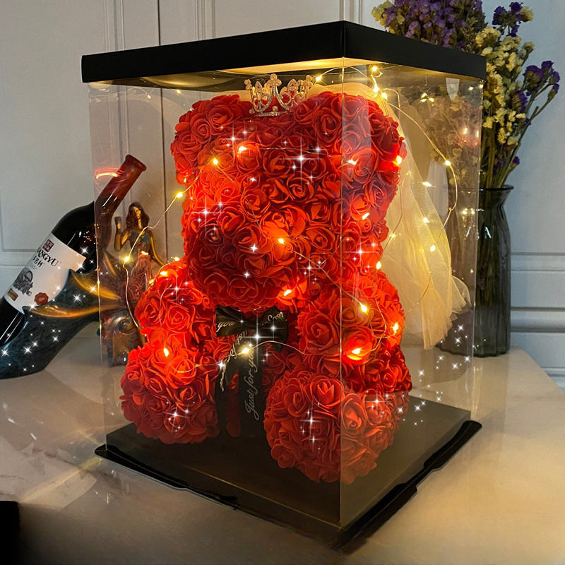 永生花玫瑰熊520情人节礼物母亲节送女友仿真花束生日小礼品摆件