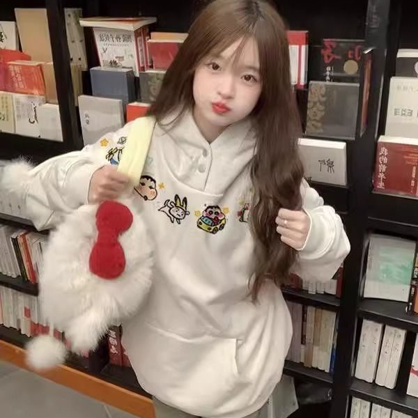 潮流卫衣慵懒风带帽潮酷休闲长袖男灰色印花ins时尚加绒加厚帽衫