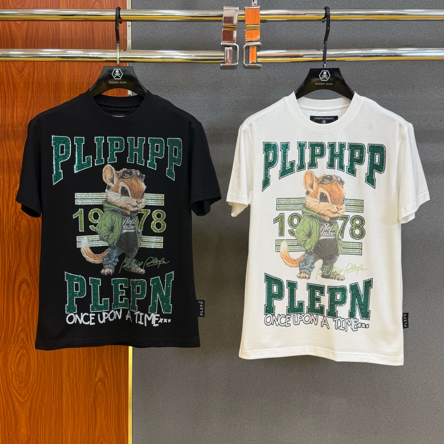 PLIPHPP PLEPN正品PP施华洛闪钻高端系列男士修身弹力短袖T恤衫