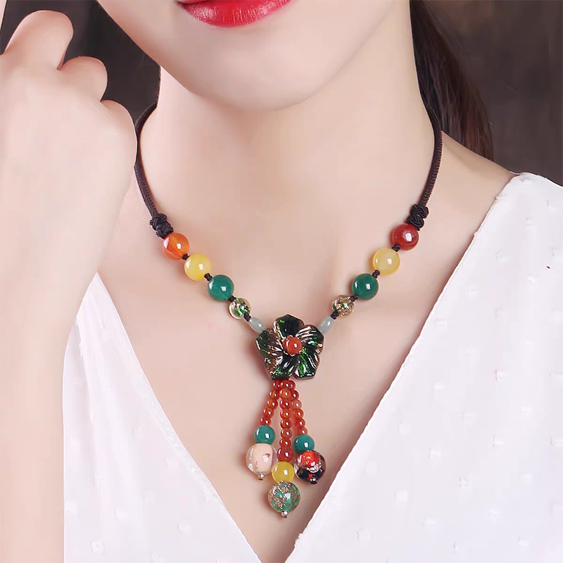 非金属布艺项链 国风高级感轻奢新中式手工汉服旗袍锁骨链民族风