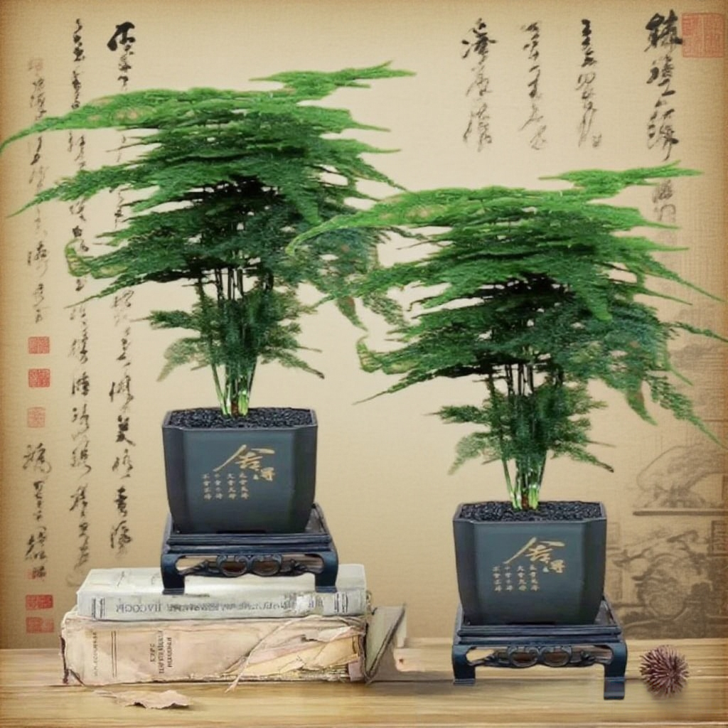 【买一送一】2套文竹栽盆室内植物迷你客厅办公室桌面绿植四季常青