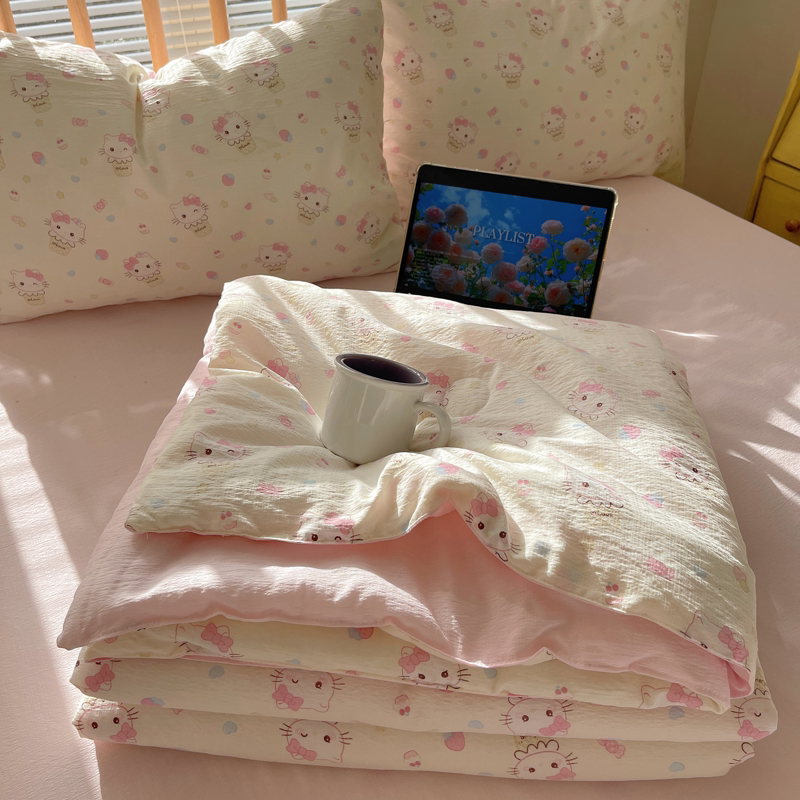小清新kt夏凉被四件套可机水洗空调被儿童夏被子被芯单人学生宿舍