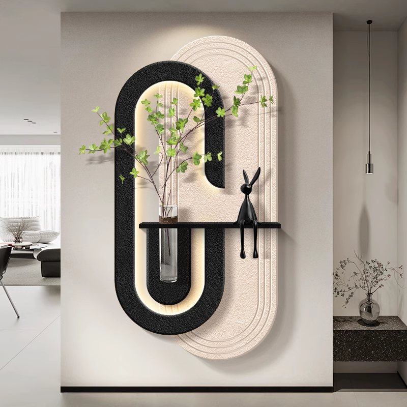 水培绿植玄关装饰画入户正对门2025新款挂画砂岩立体走廊客厅壁画