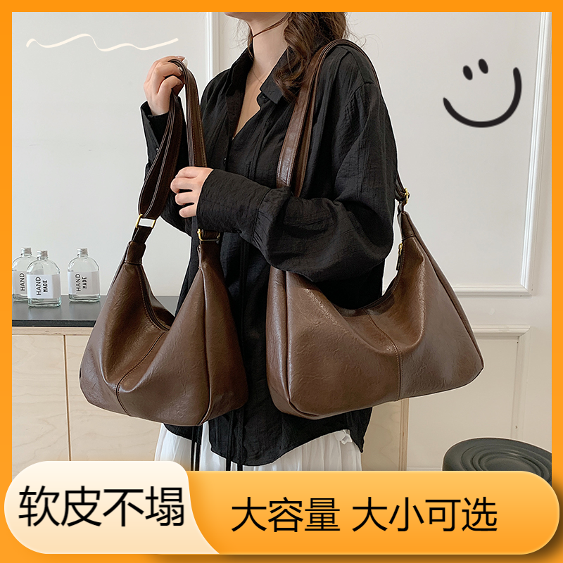 松弛感慵懒风大容量单肩托特包2025秋冬新款韩版简约百搭休闲女包