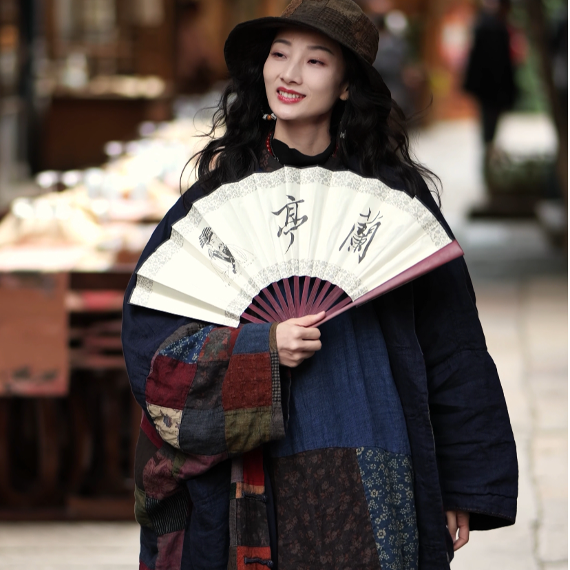 静一棉麻【承欢】#25714A 百家布多手工高品双层长开衫