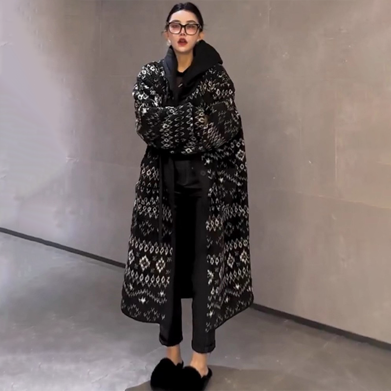 欧洲站2025冬季新款韩版百搭宽松过膝中长款时尚休闲单排扣外套潮