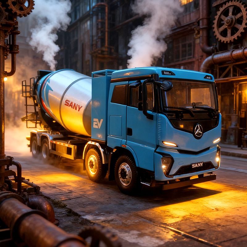 高仿真1:35车模三一重卡瑞江电动自卸车水泥搅拌车原厂合金车模型