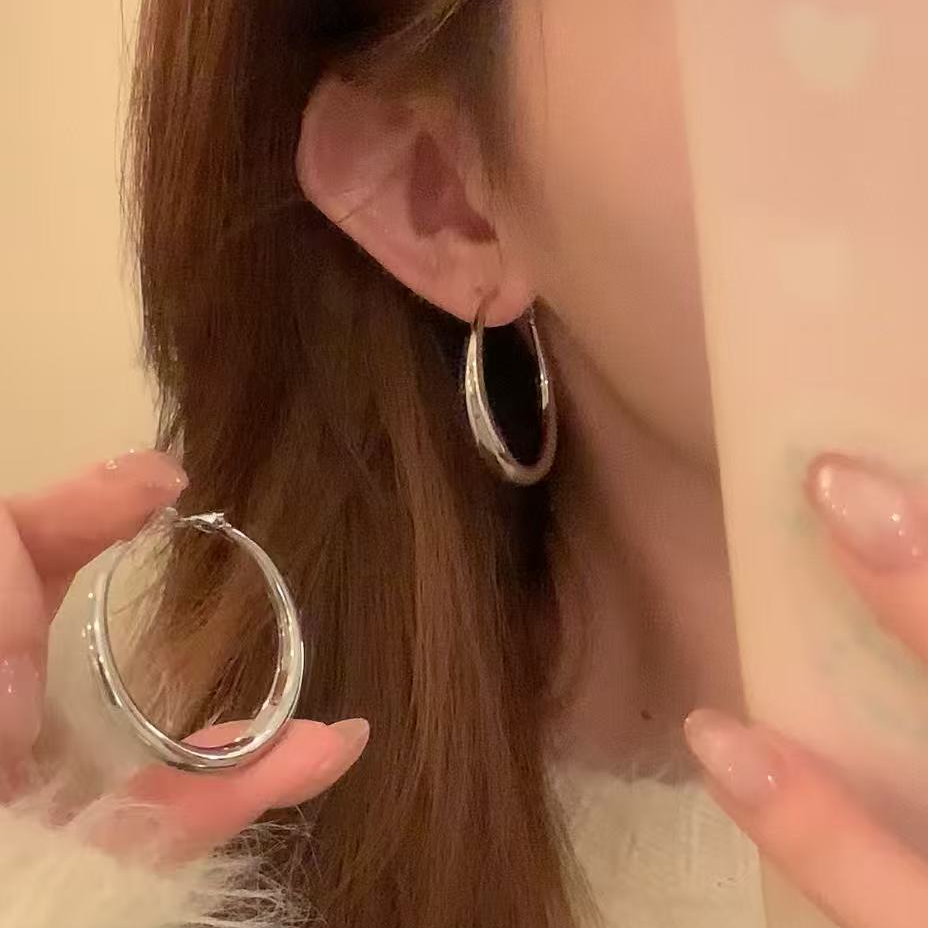 铜合金耳饰 许我耀眼赵露思许妍同款素圈大耳圈女气质耳环耳饰
