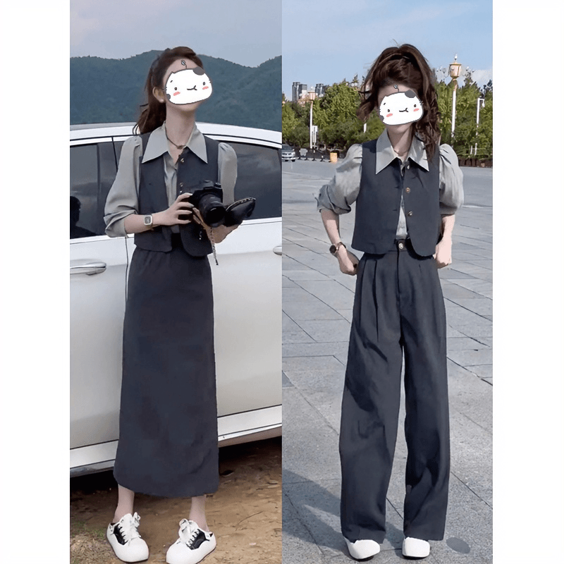 2025年新款法式纯欲减龄轻熟风时尚套装女款职业服显瘦三件套