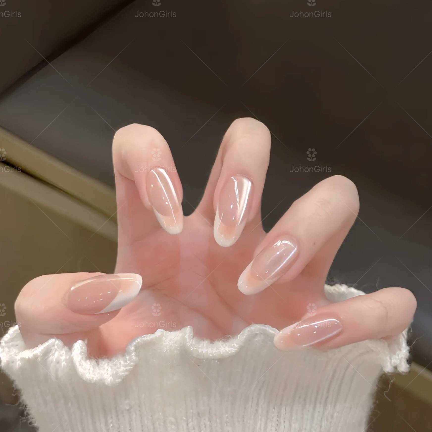 JohonGirls'/琴岛小嫚【西柚法式】高级感纯手工穿戴甲显白气质美甲