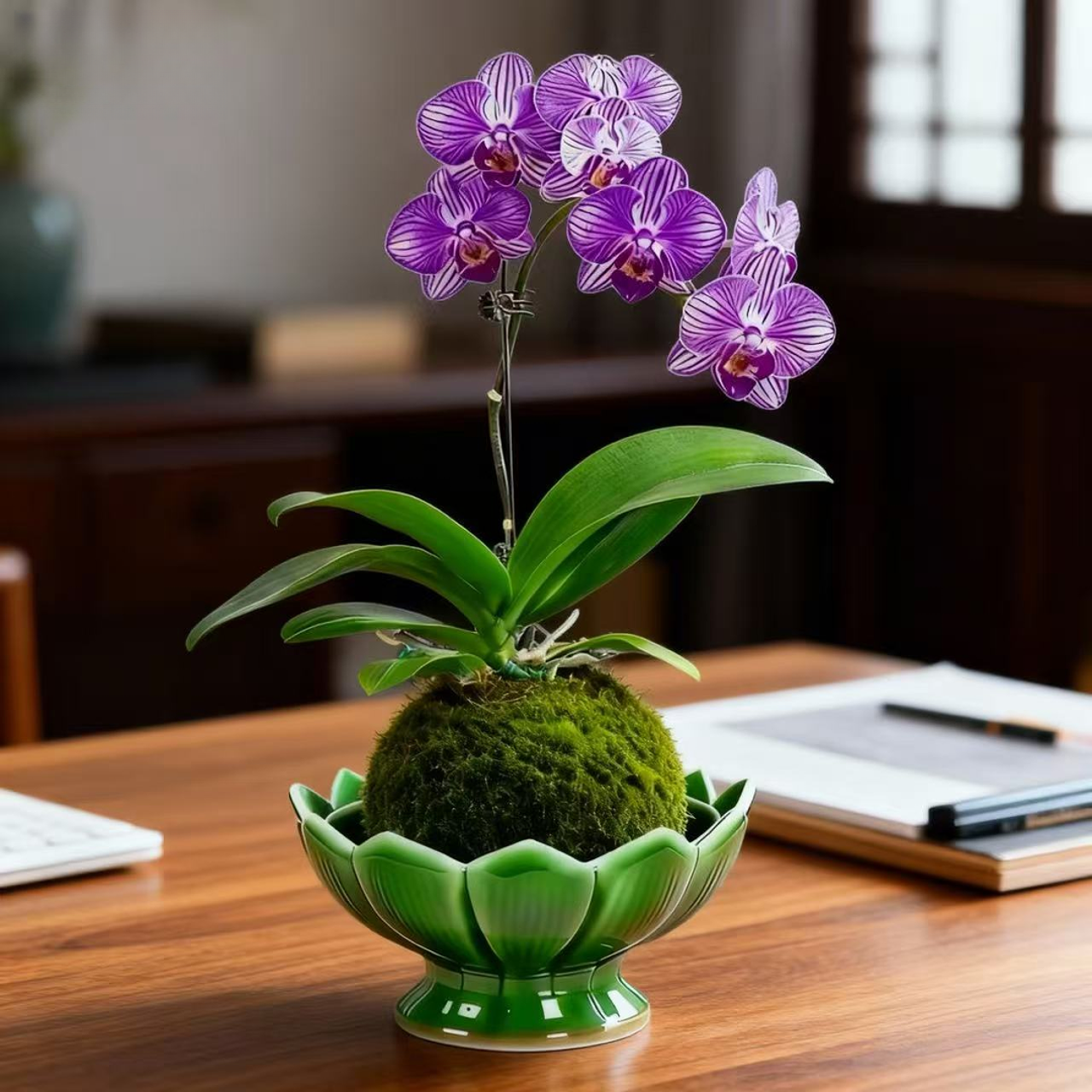 蝴蝶兰盆栽水培苔藓球花卉植物室内花开花美观好养活客厅茶几桌面