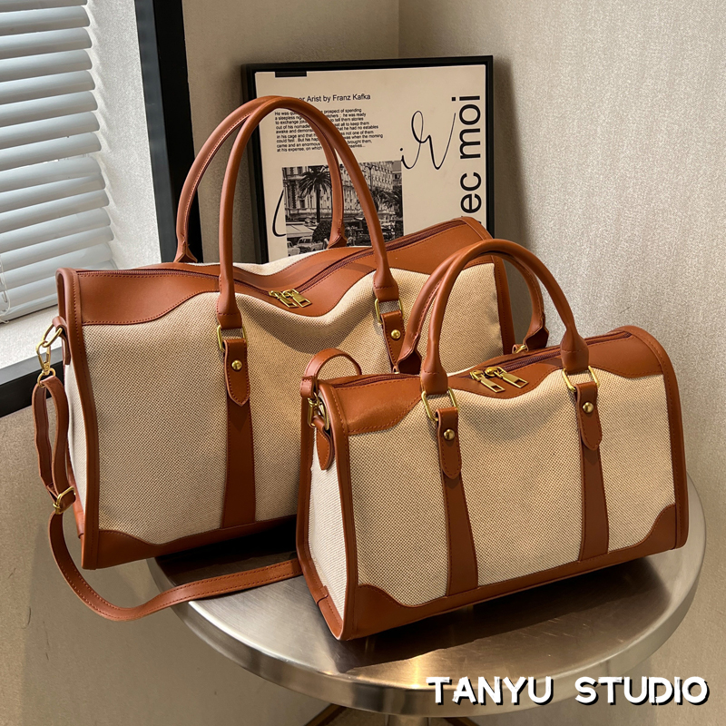 探屿手提轻便女士外出短途旅行包大容量包包女新款夏帆布斜挎包袋