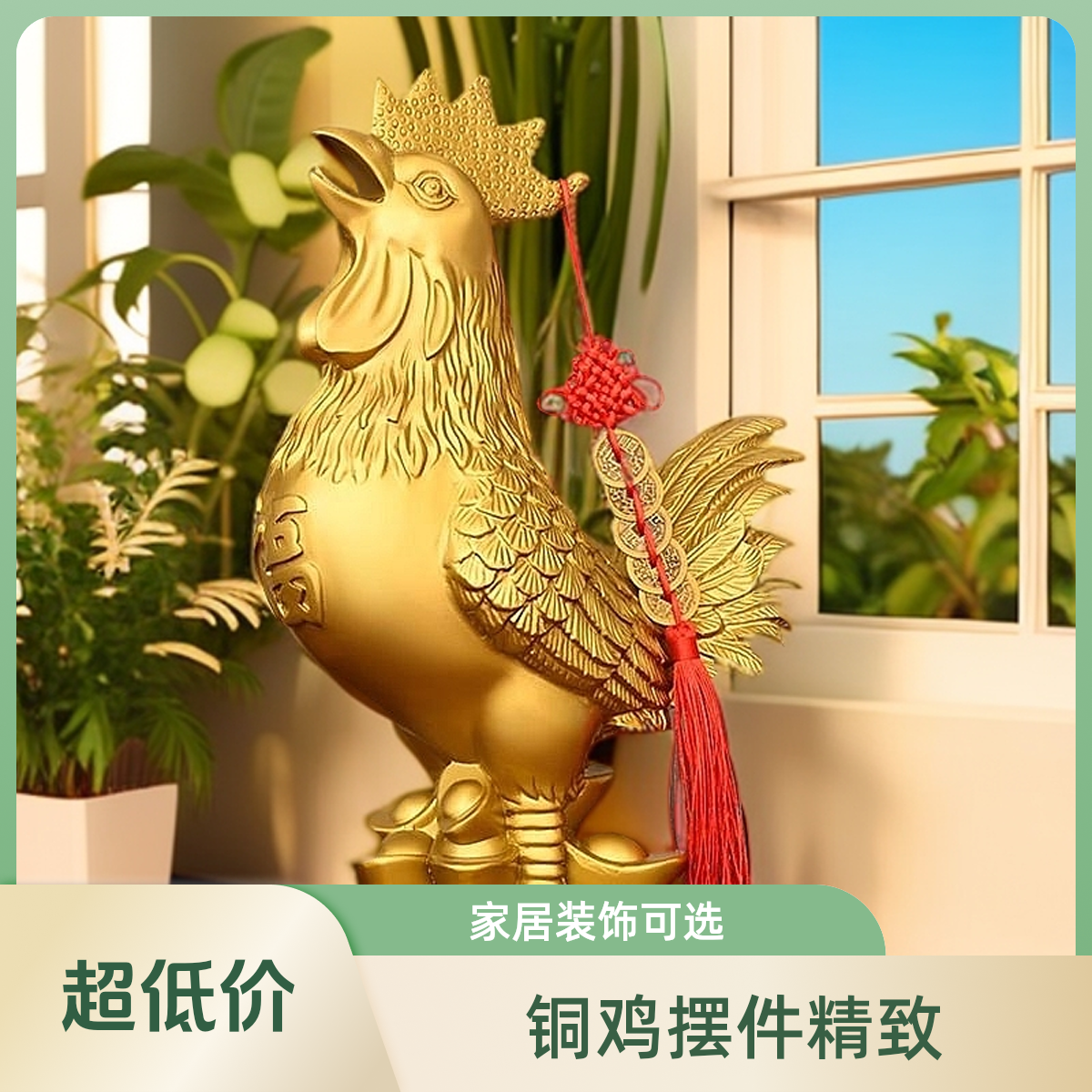 铜鸡摆件黄铜公鸡工艺品家居装饰品十二生肖招财金鸡吉祥物摆设