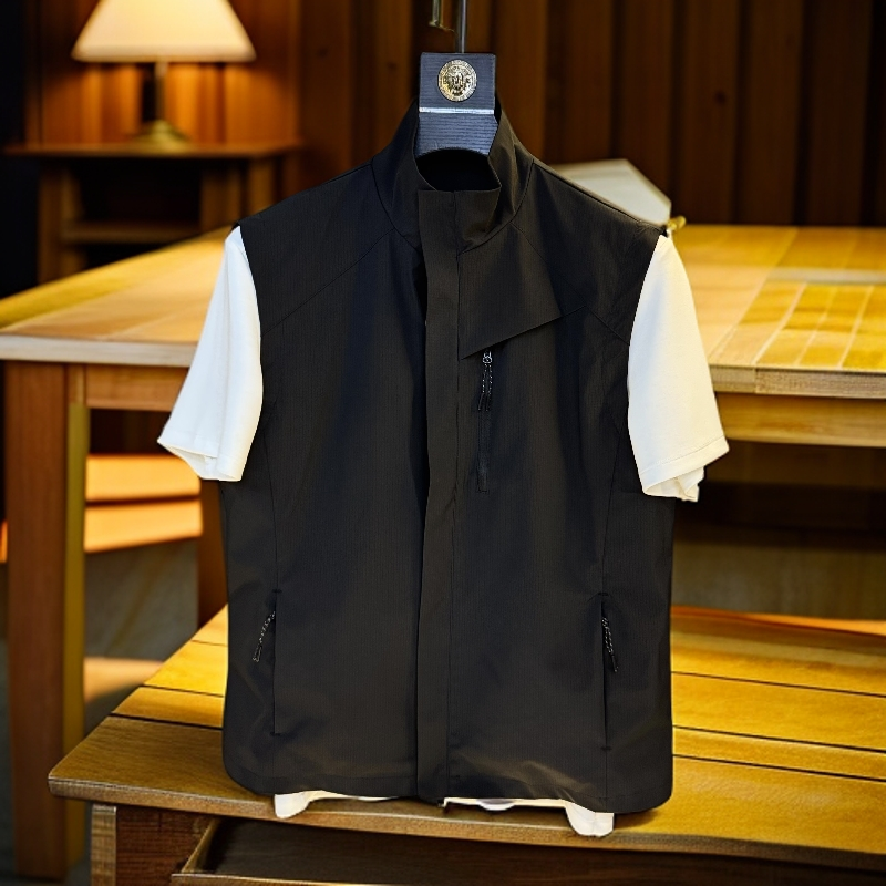 6095秋冬新款男士穿搭黑色马甲修身坎肩休闲百搭立领马甲