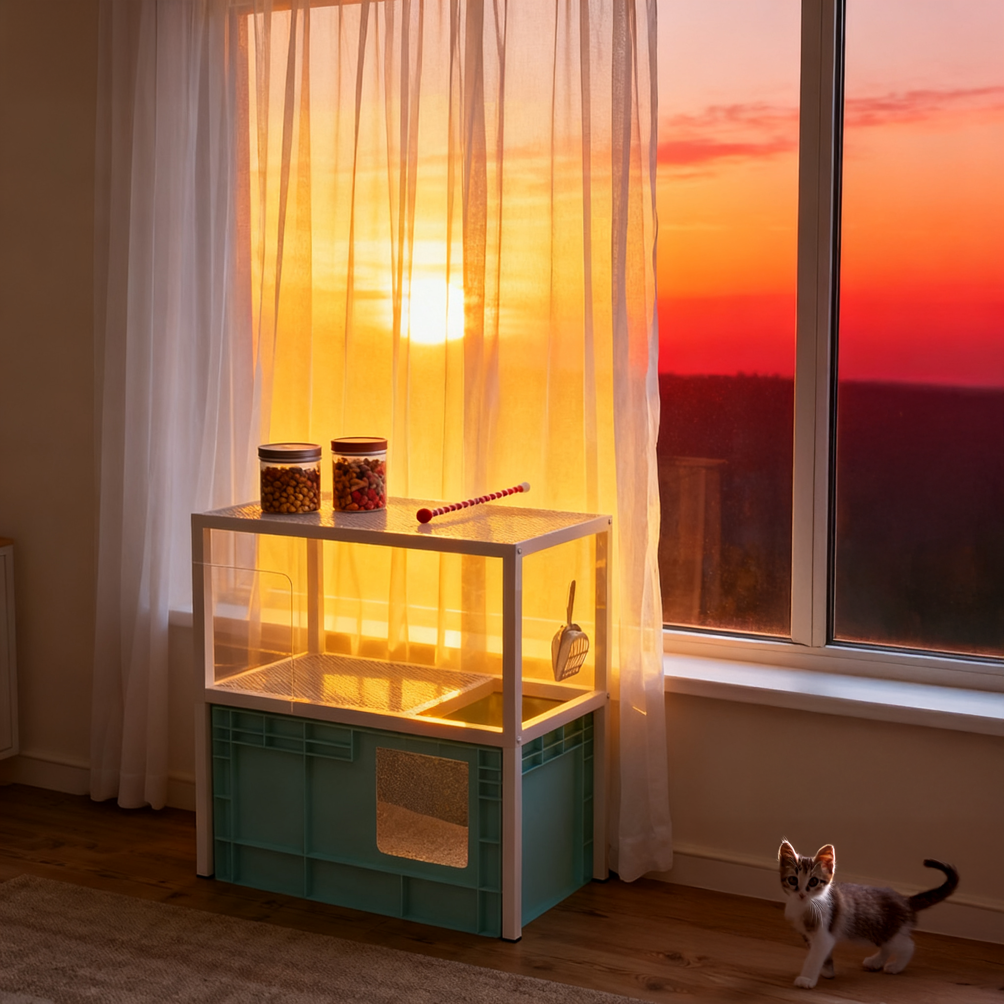 【柜子猫砂盆】上方置物架一体双层超大号防外溅防臭全封闭