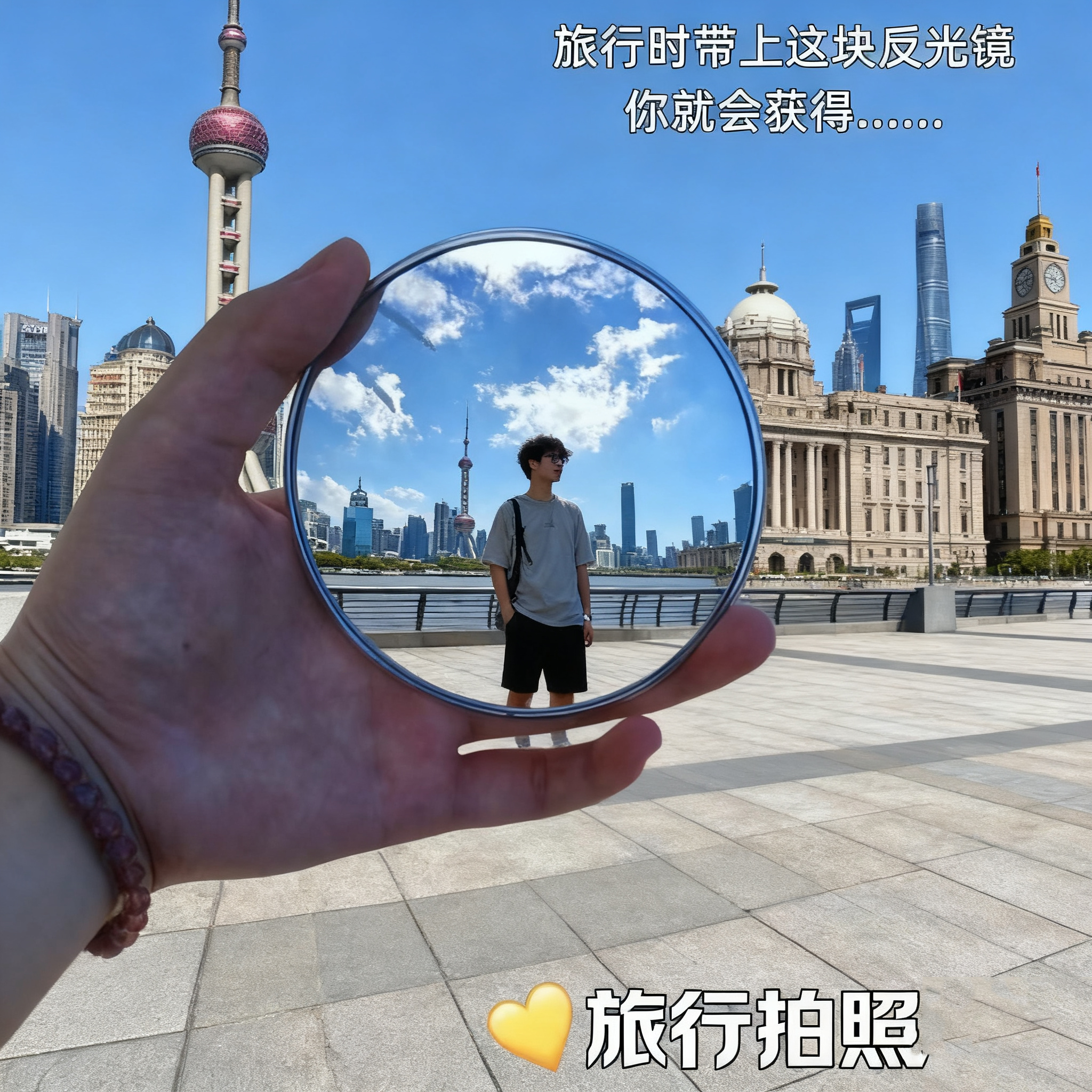 旅行拍照小圆镜凸反光镜吧唧镜子旅行拍照小圆镜凸小圆镜凸面镜