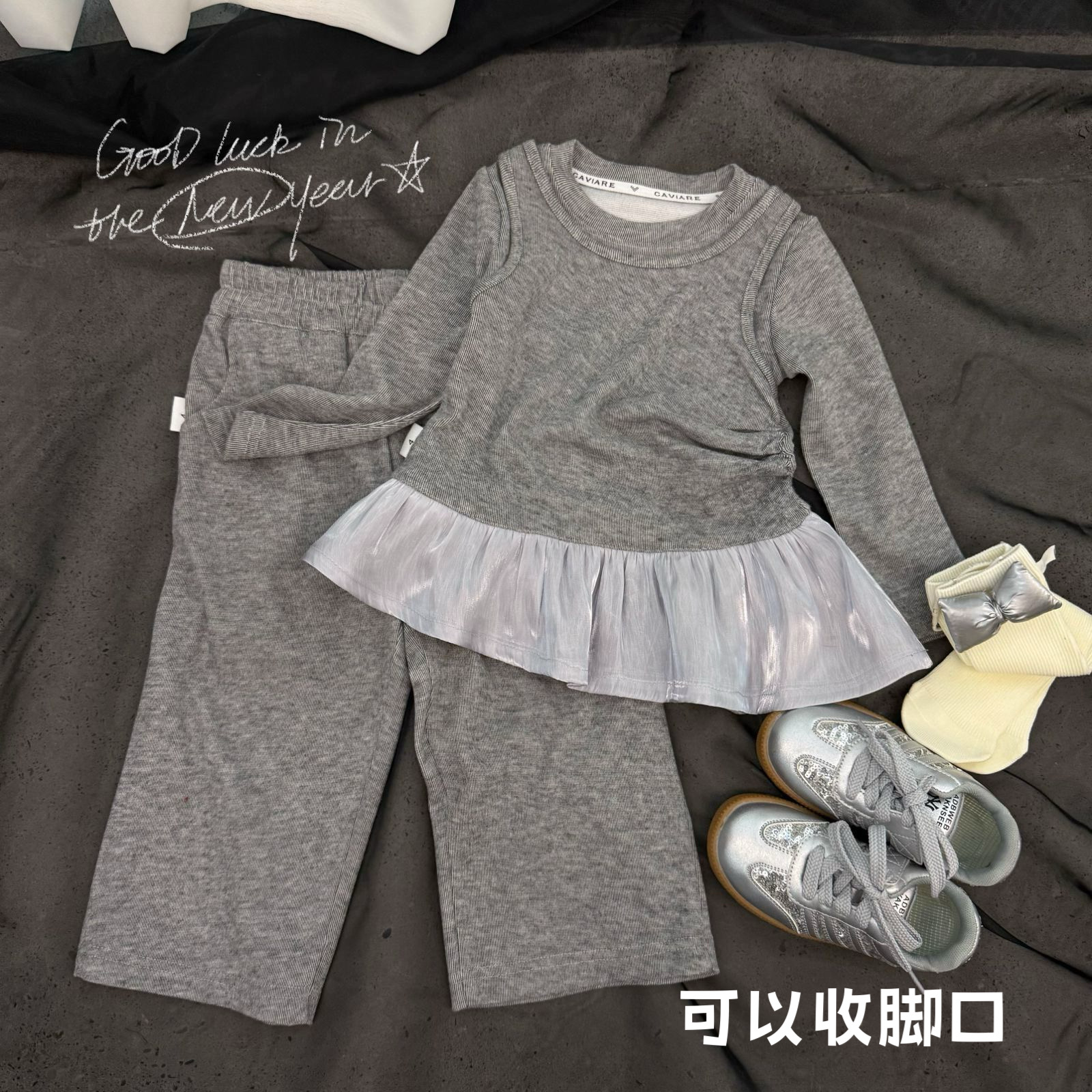 Q25186TZ假两件T裤子两件套两件套鱼子酱品牌女童童装