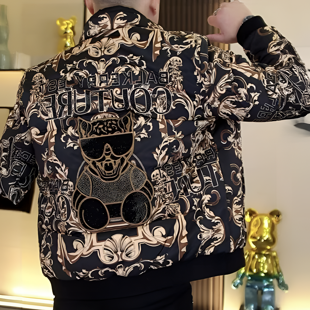 男士印花烫钻羽绒服冬季新款时尚立领保暖百搭修身