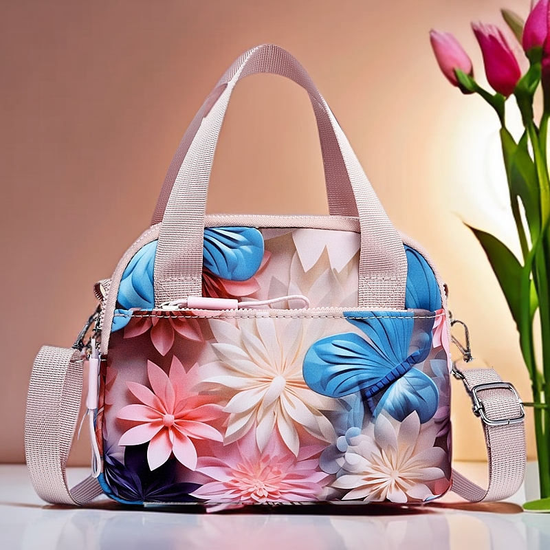 单肩斜挎包新款休闲防水大容量中年妈妈包印花手拎包包复古多隔层