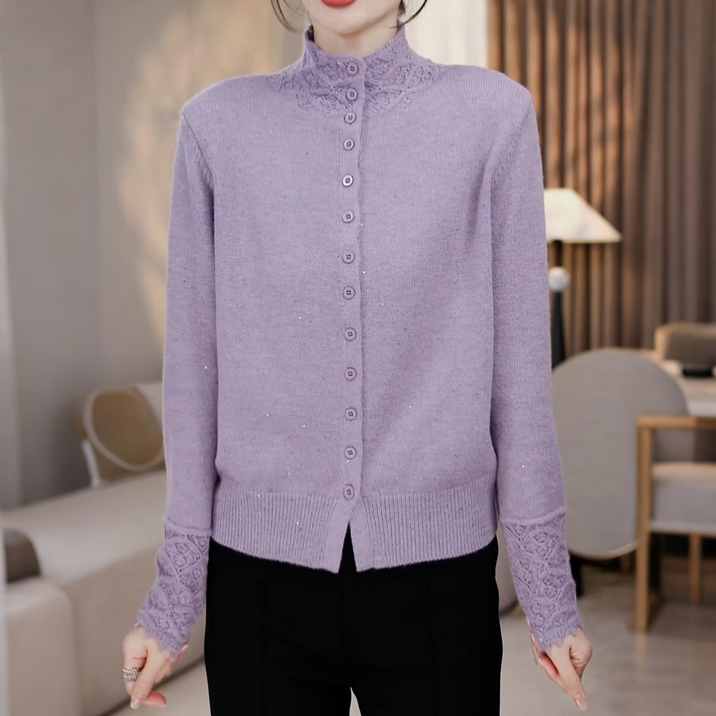 法式立体勾花细闪针织开衫女2025秋冬新款高级感时尚百搭显瘦上衣