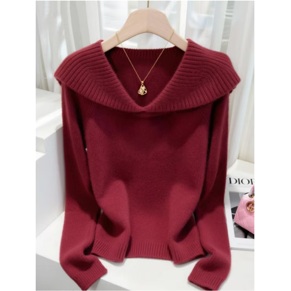 新年氛围感红色超好看气质针织衫女秋冬大码胖mm显瘦减龄圣诞毛衣