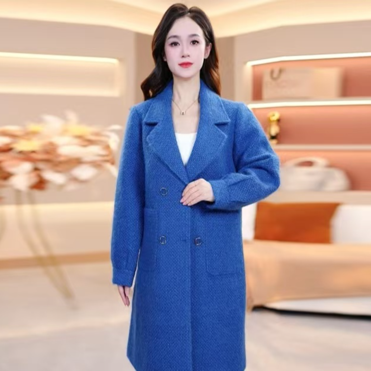 V2656上衣女外套秋冬气质洋气时尚中长外套