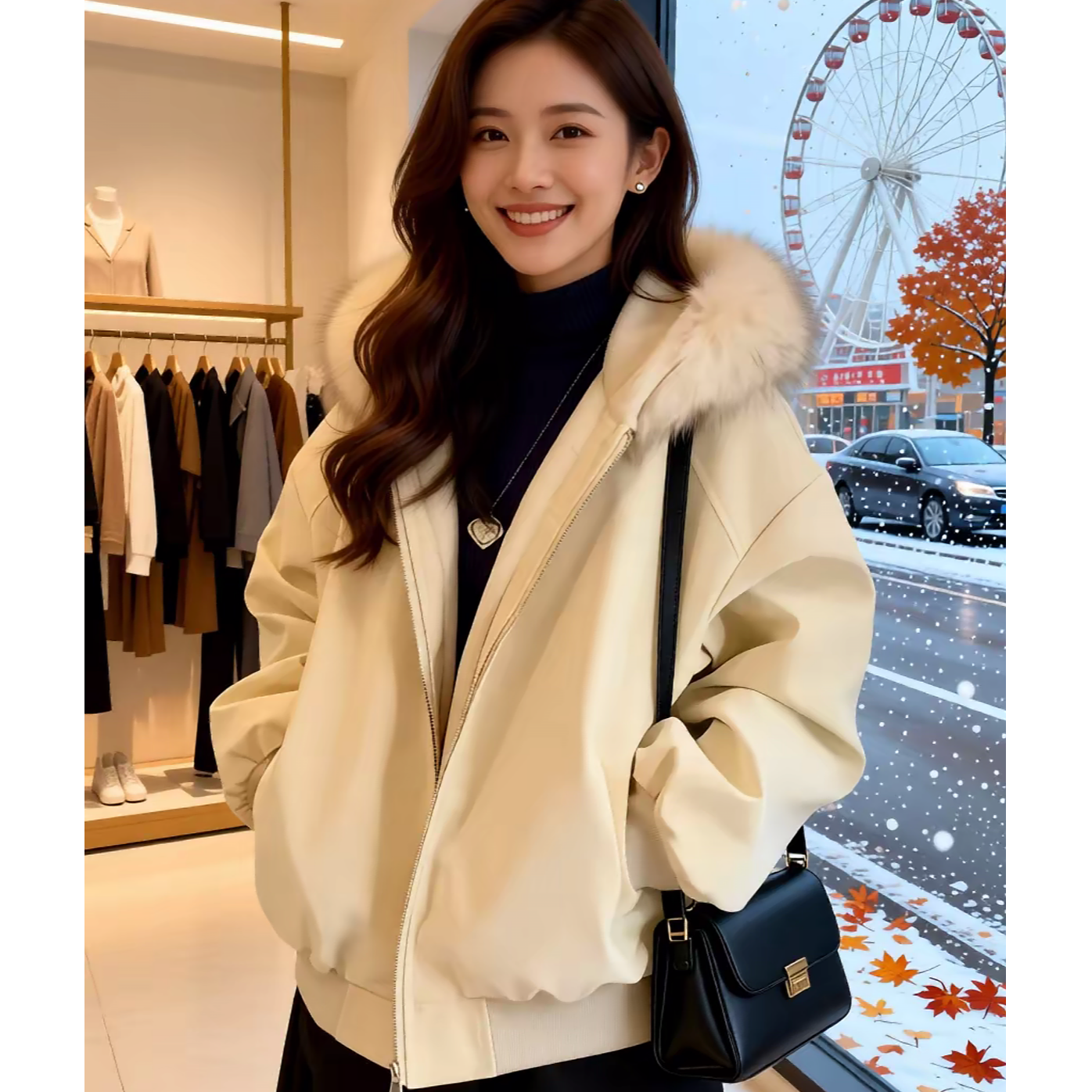 座山雕加绒连帽羽绒棉服女胖mm冬季新款加厚保暖情侣棉衣宽松外套