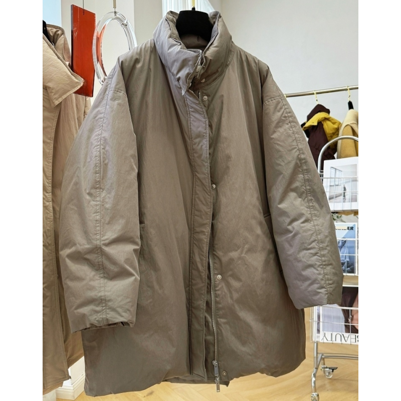 慵懒风宽松休闲立领加厚棉服棉衣女冬季巨好看的中长款保暖外套新