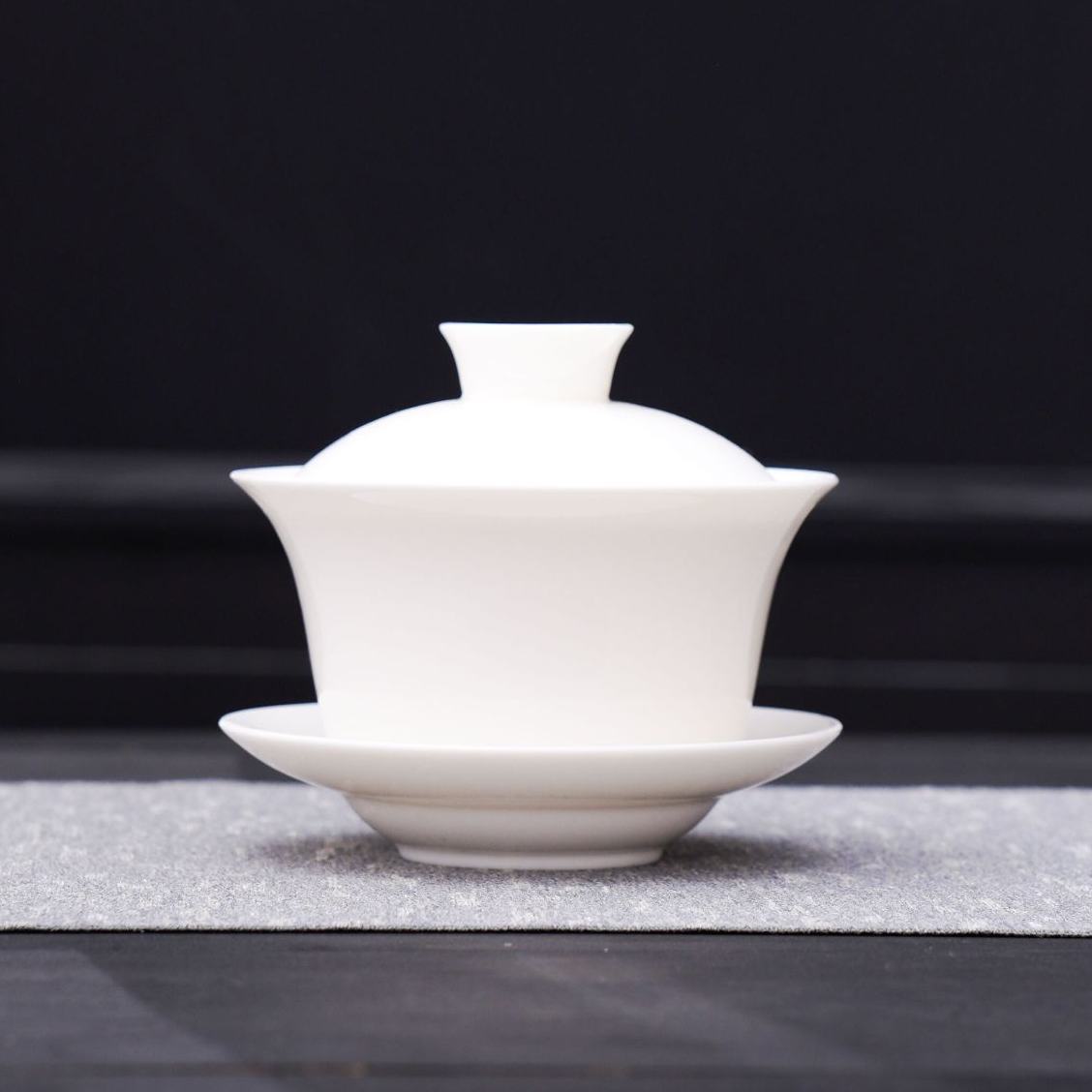 德化白瓷三才盖碗羊脂玉泡茶悬停盖碗茶具羊脂玉悬停新手不烫手