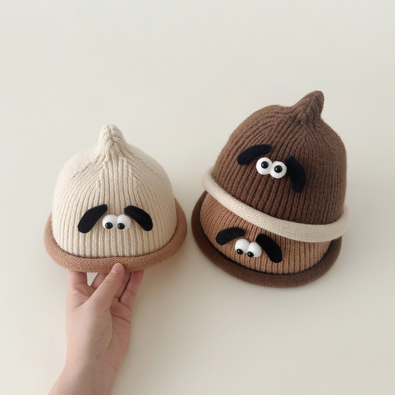 宝宝帽子韩版超萌奶嘴套头帽儿童秋冬保暖防风婴儿针织毛线帽冬潮