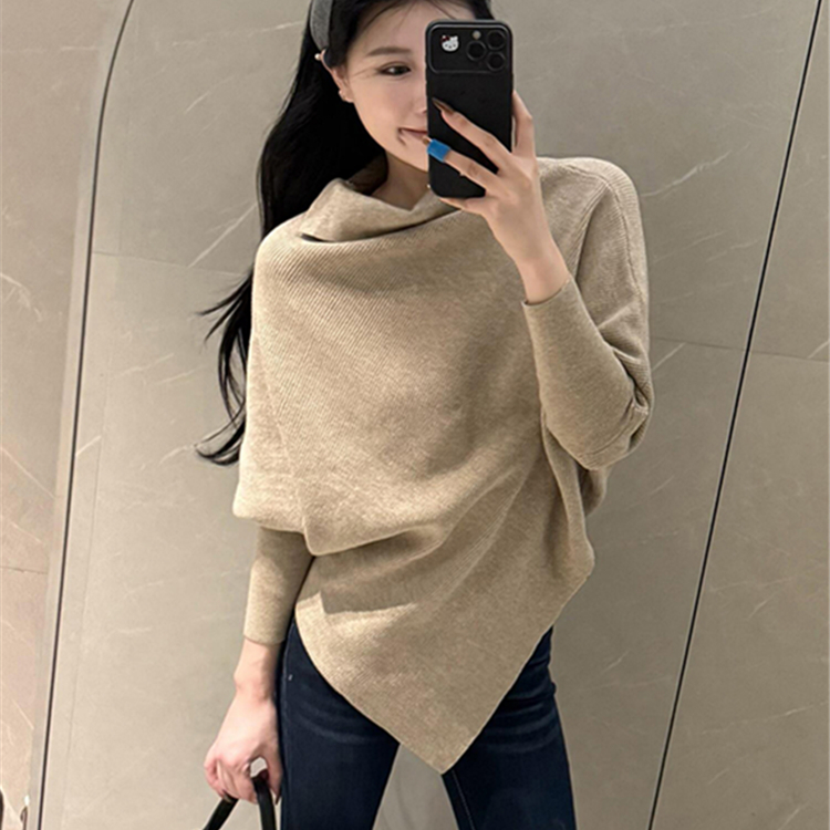 Chill巧儿秋冬意正浓贵气慵懒显瘦百搭时尚高领蝙蝠袖毛衣针织衫