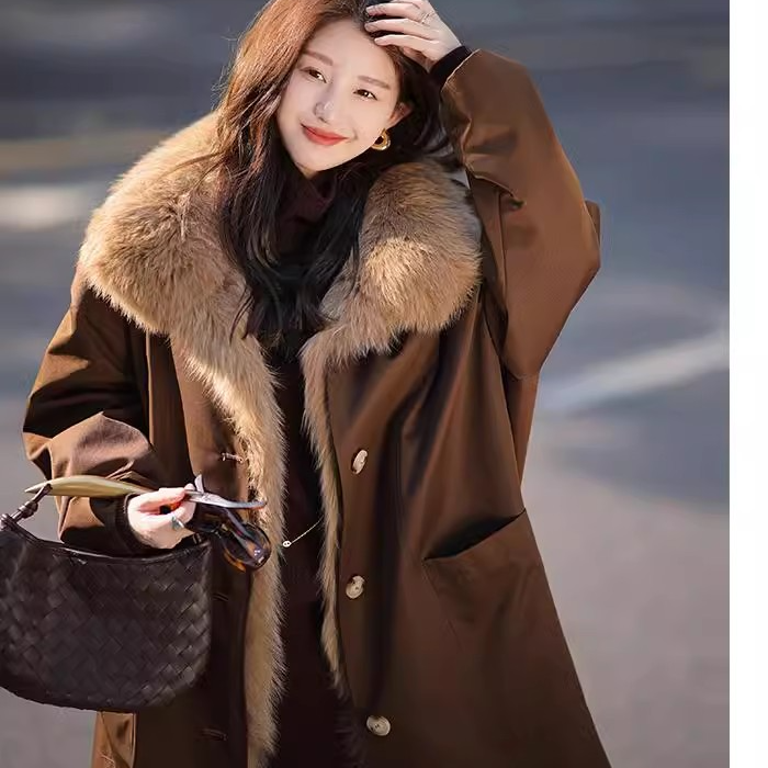 冬天装可拆卸派克服外套女2025冬季新款加绒加厚皮草外套爆款洋气