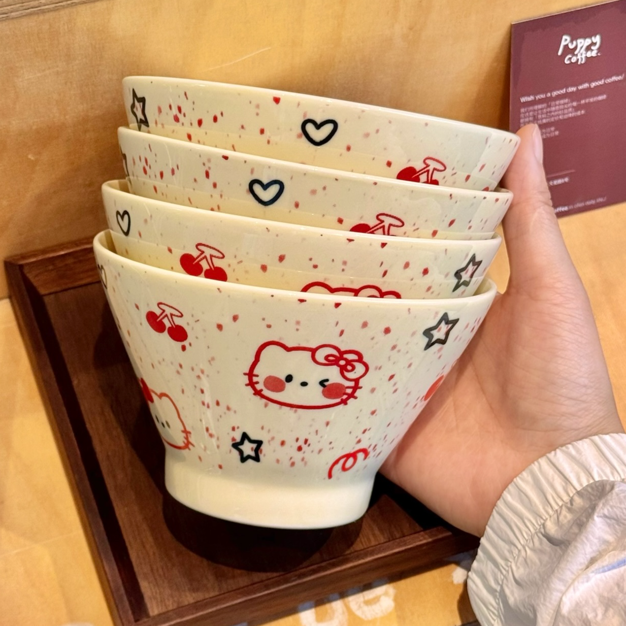 哈喽kitty少女心饭碗甜品碗蒸蛋碗釉下彩陶瓷家用宿舍超好看学生