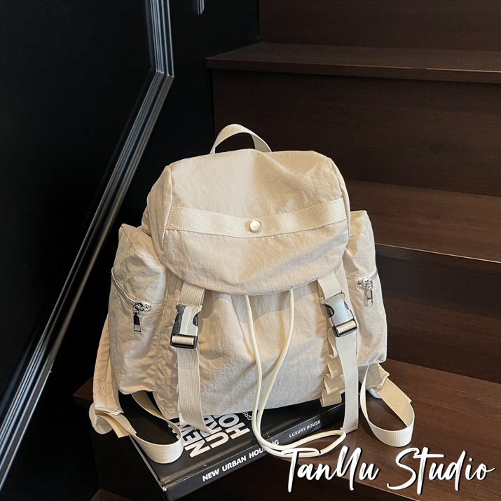 探屿大容量百搭双肩包轻便森系校园简约风学生休闲慵懒风出游背包