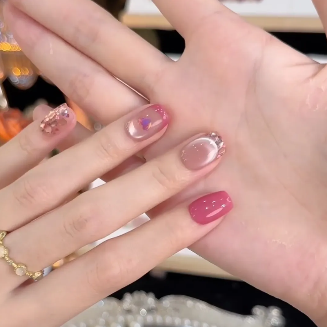 【桃桃树莓】火龙果手工穿戴春日小短甲元气显白光疗美甲可反复使用