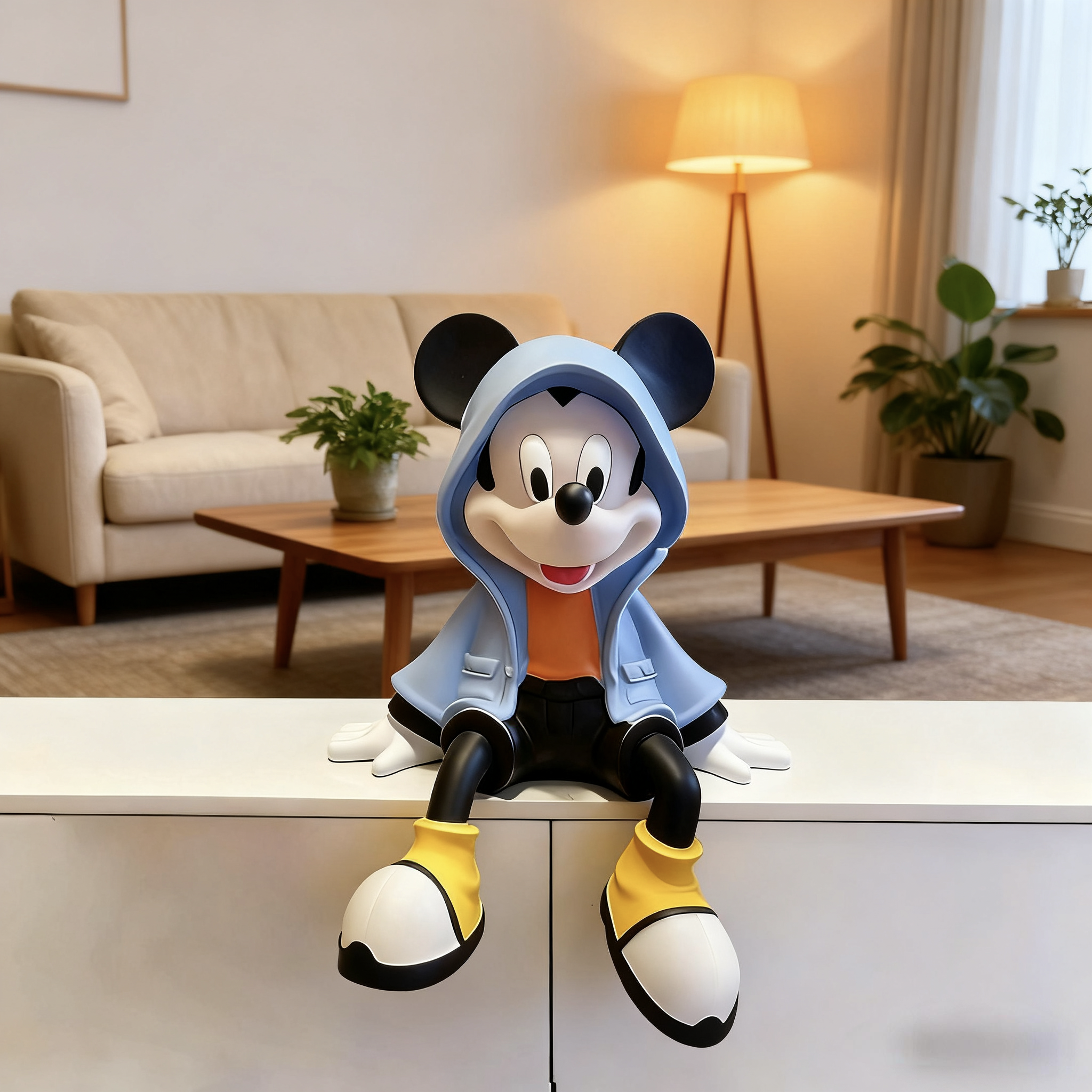 蓝色披风米奇电视柜装饰摆件高级感小众客厅落地入户玄关柜手办