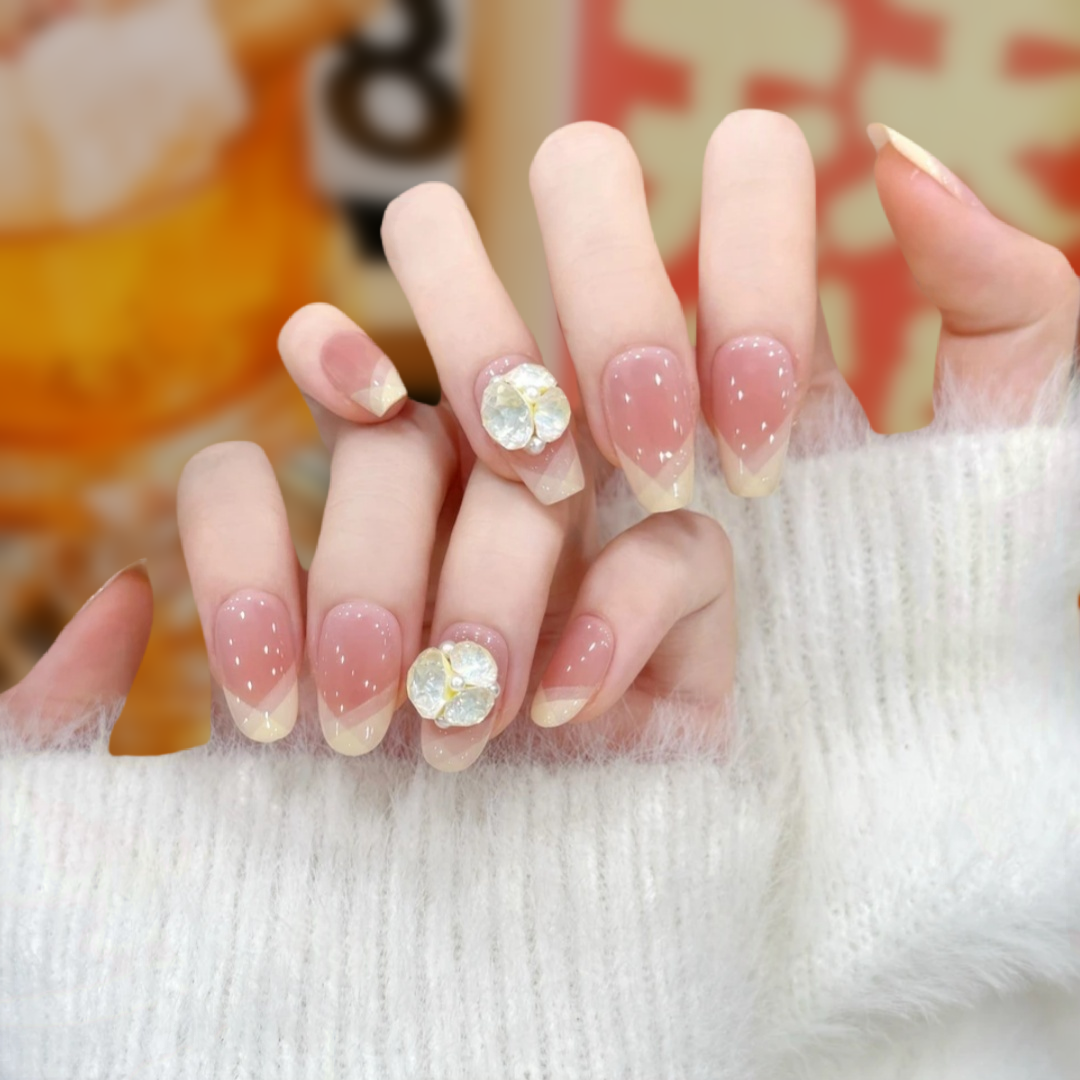 【起司云雾】手工穿戴甲拆卸素颜裸色猫眼短款日常温柔气质穿戴美甲