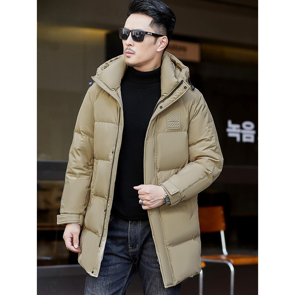 男士加厚羽绒服男中长款2025冬季新款中青年保暖防寒连帽外套时尚