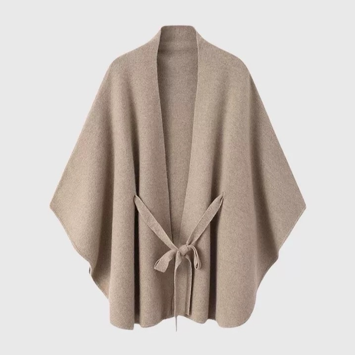 S·Y·C【女主奢品战袍】重磅加厚山羊绒系带斗篷大衣外套R25009