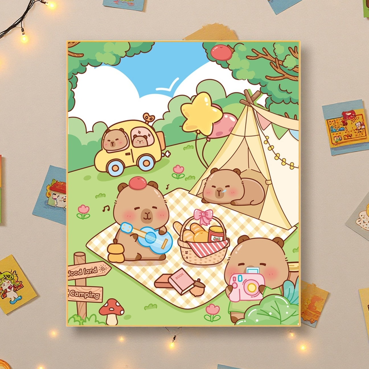 卡皮巴拉十字绣2025新款爆款客厅线绣卧室小幅可爱简约手工刺绣