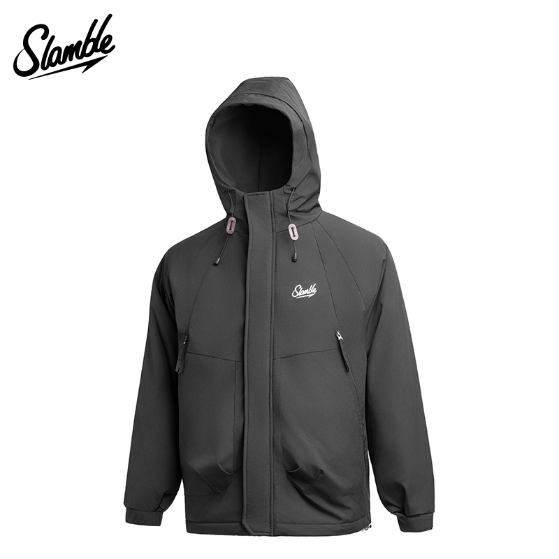 SLAMBLE男士防风连帽棉服户外运动加厚棉衣保暖机能工装保暖外套