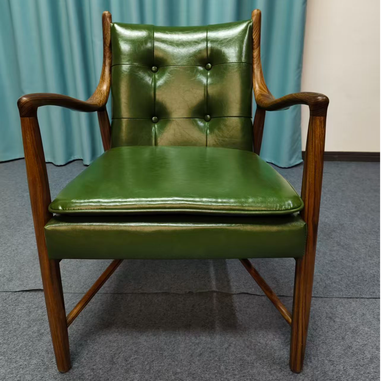 真皮乌金木原木花纹椅45号世界名椅书房美式桌椅客厅阳台休闲椅