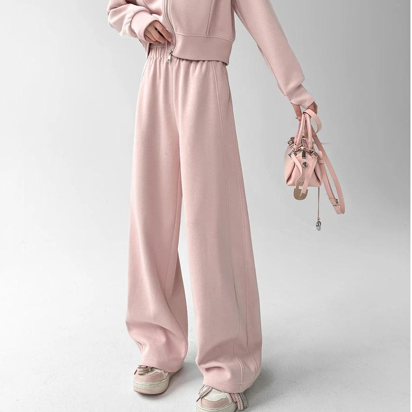 运动裤女春秋2025新款直筒显瘦香蕉阔腿裤窄版宽松休闲垂感卫裤子