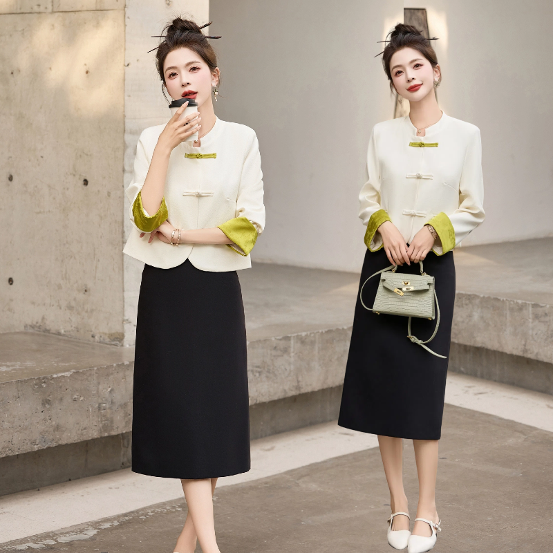 新中式女短款通勤风短外套女装复古中式2025新款显瘦气质时半身裙