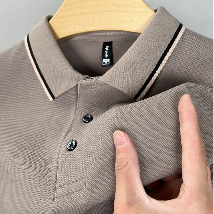 John Bunni高档纯棉长袖T恤男士春秋新款纯色商务休闲百搭Polo衫