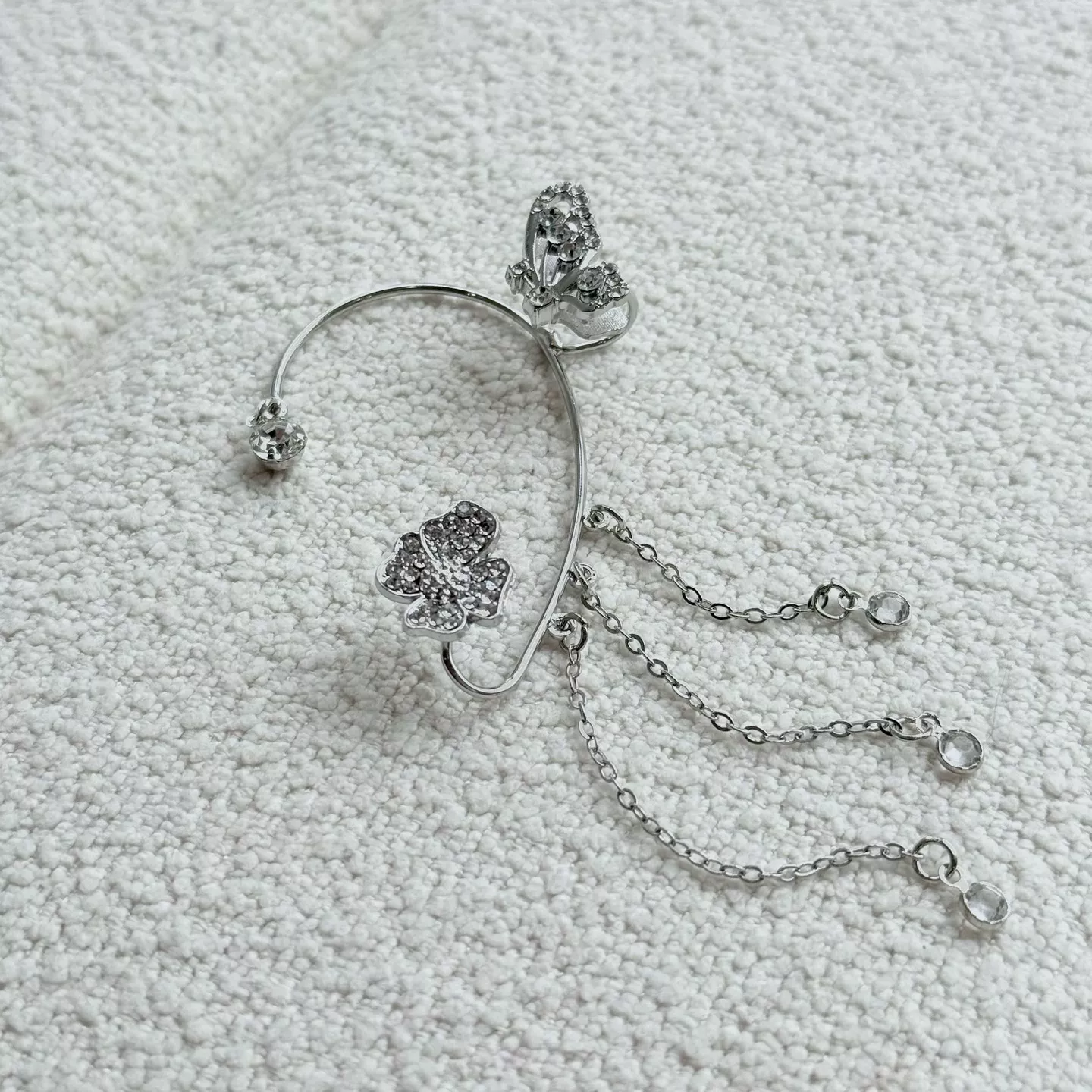 锌合金耳饰 韩系气质ins温柔百搭超仙蝴蝶流苏珠珠可调节高级感女