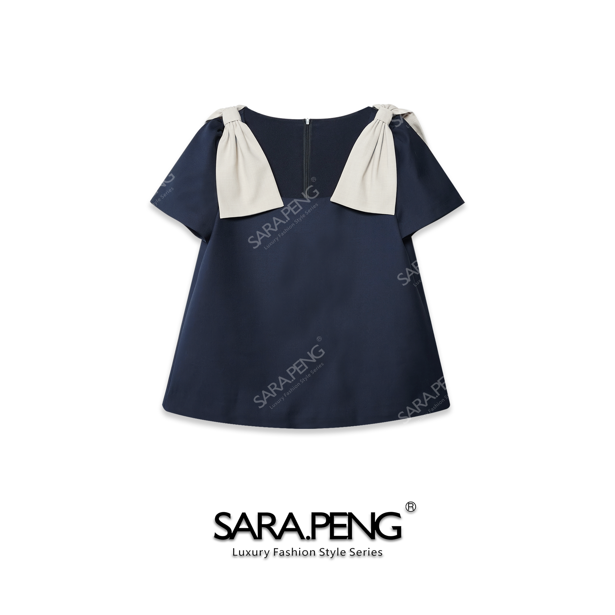 S.PENG花夏蝶恋｜新品夏款撞色蝴蝶结领洋气吊带无袖上衣｜3D16844