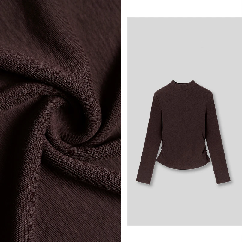 【兰精天丝】2025新款长袖修身气质洋气弹力春秋上衣打底衫女款