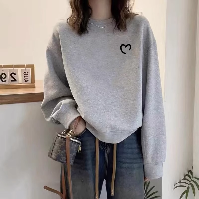设计感小众圆领卫衣女2025春秋季新款宽松韩版潮加绒加厚情侣外套